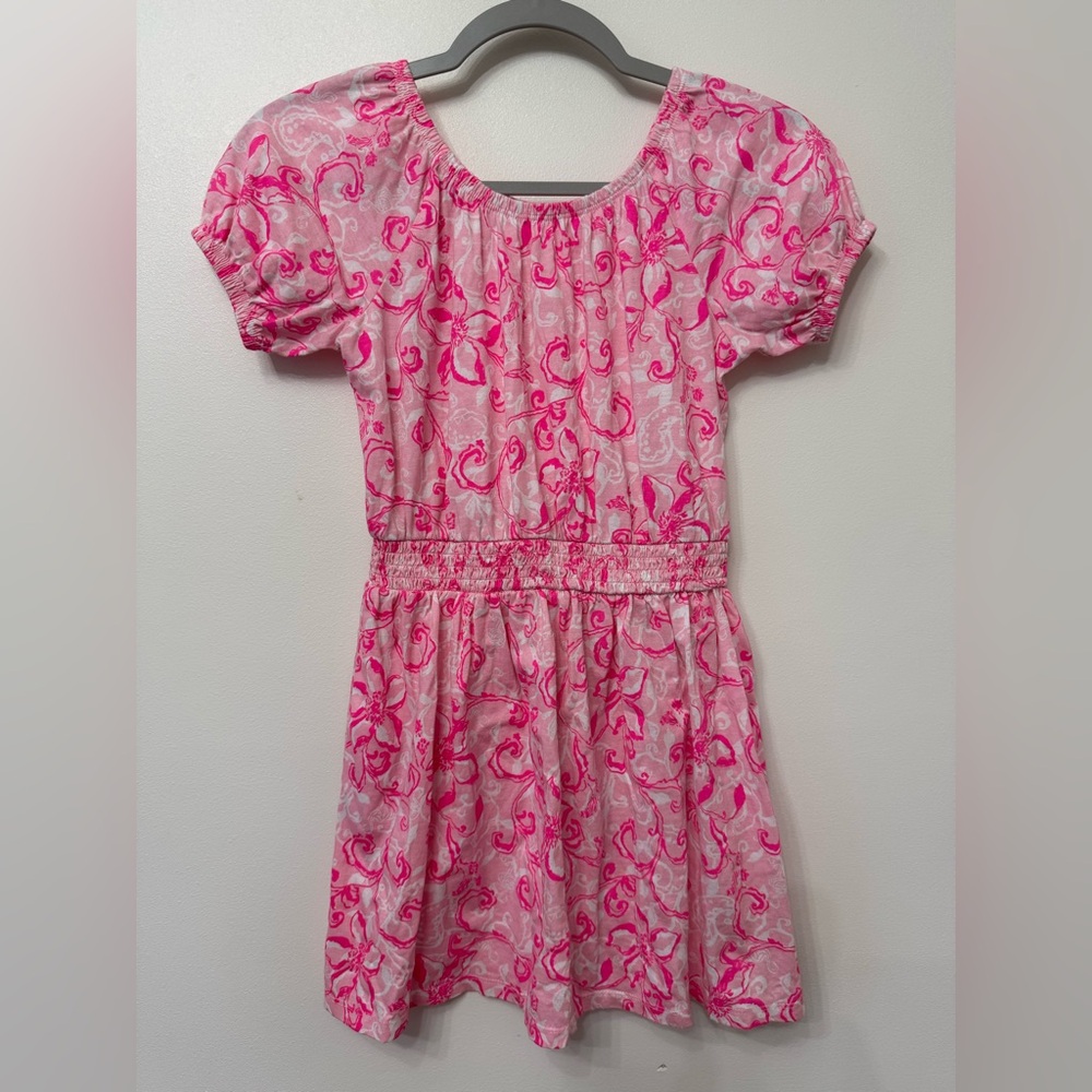 Lilly Pulitzer Girls Wyndmoor Dress in Conch Shell Pink Flamingo Garden Print - Picture 3 of 5